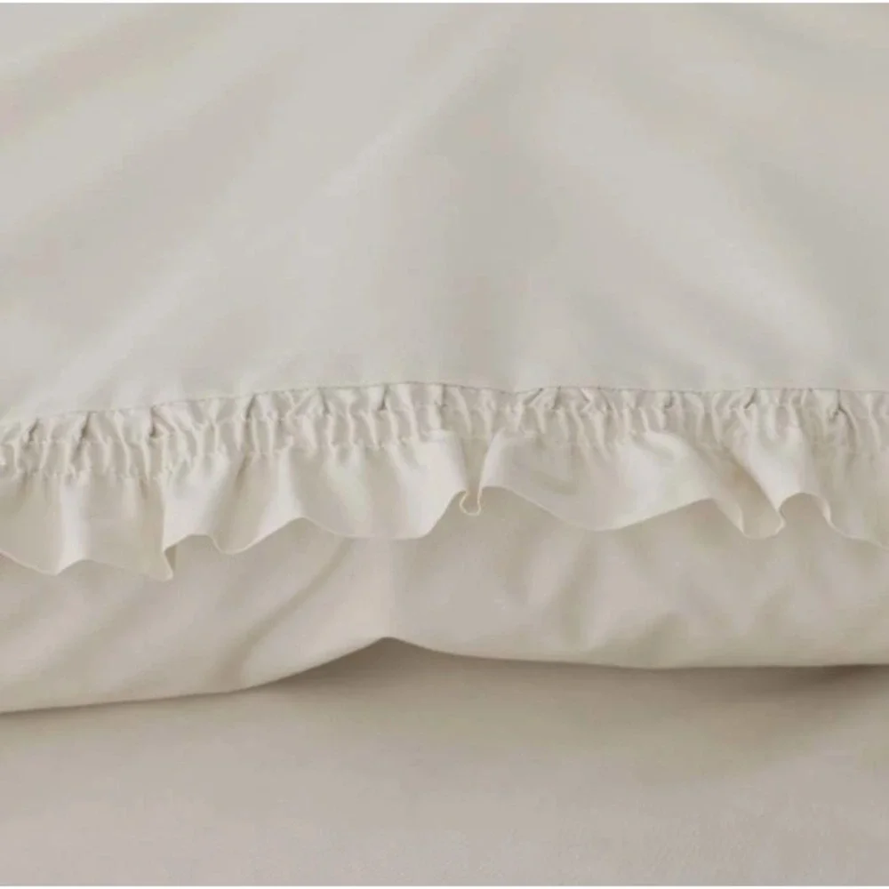 The Company Store Ruffle Garment Washed Cotton Percale Duvet Cover Buff Twin XL